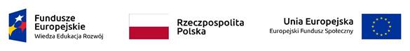 baner z trzema elementami graficznymi: flaga polska, flaga Unii, logo Funudsze Europejskie - Wiedza i Rozwój 